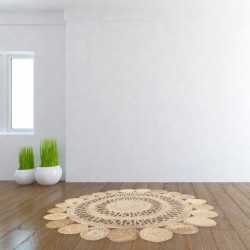 Tapis de jute | Tapis Rond, Décoration Maison Diamètre 120 cm | Beige