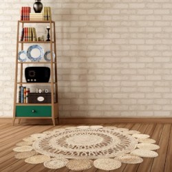 Tapis de jute | Tapis Rond, Décoration Maison Diamètre 120 cm | Beige