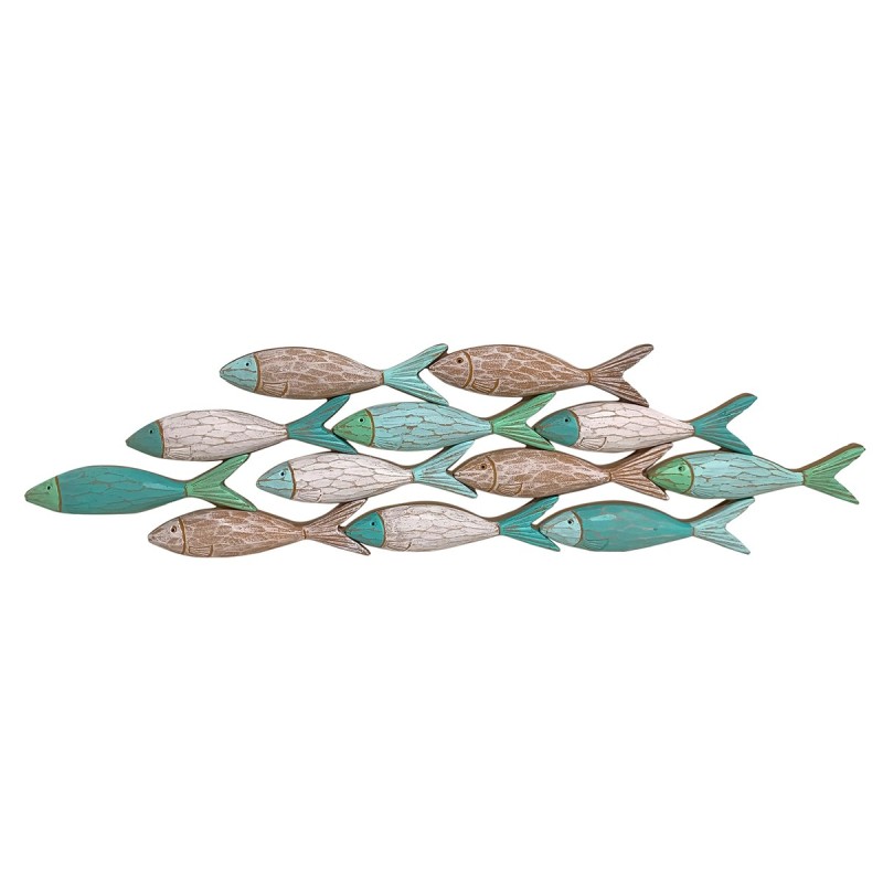 ORIGEN Home Decor Ornement de Poisson Assiettes en Bois Bleues - 21x81x3cm
