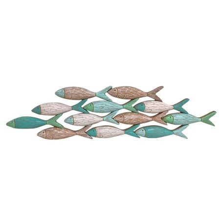 ORIGEN Home Decor Ornement de Poisson Assiettes en Bois Bleues - 21x81x3cm
