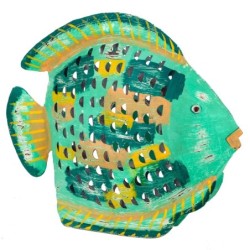 ORIGEN Home Decor Bougeoir Marin Poisson Vert - Figurine Poisson Vert - 37x43x10cm