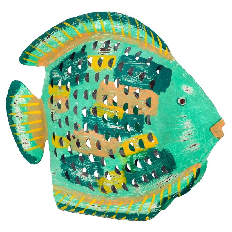 ORIGEN Home Decor Bougeoir Marin Poisson Vert - Figurine Poisson Vert - 37x43x10cm