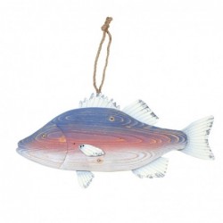 Marin accrochant de décoration de relief par pendentif de poisson en bois et collection nautique