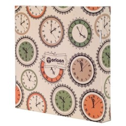 ORIGEN Home Decor Horloge Ronde Marron Horloges 34x34x4cm