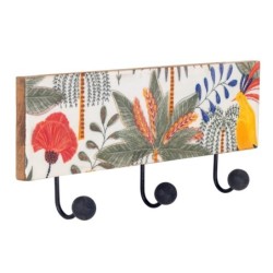 ORIGEN Home Decor Cintre 3 Boutons Feuilles Porte-Manteaux Marron 16x38x7cm