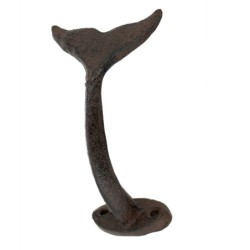 ORIGEN Home Decor Pecha Queue de Baleine Porte-Manteaux Gris Fonte Vintage 9x8x10cm