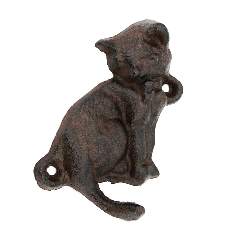 ORIGEN Home Decor Cintre Chat 1 Bouton Porte-Manteaux Vintage en Fonte Gris - 10x9x4cm