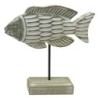 ORIGEN Home Decor Figurine de Table Poisson Marin en Bois Gris 20x20x5cm