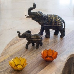 ORIGEN Home Decor Éléphant Africains et Éléphants Figurine d'Éléphant Gris 13x19x7cm