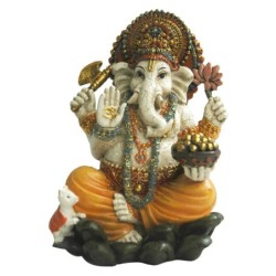Figurines décoratives | Figurine Dieu Ganesha en résine 16 x 9 x 10 cm | Couleur blanche
