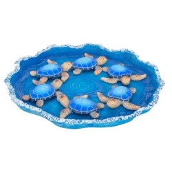 Pack de 12 tortues bleues avec plateau inclus pour la décoration de la maison