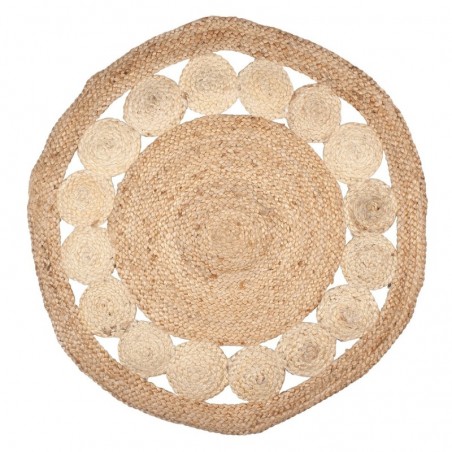 Tapis rond en jute Grimalt Singes | Tapis Rond, Décoration Naturelle Diamètre 90 cm | Beige