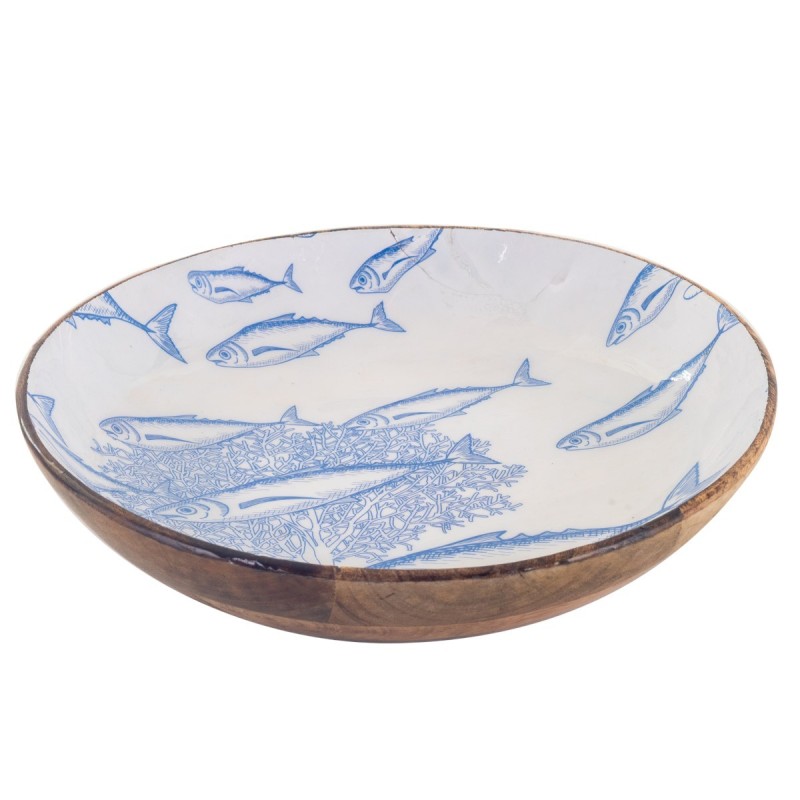 Grand bol à poisson décoratif en bois marin nautique