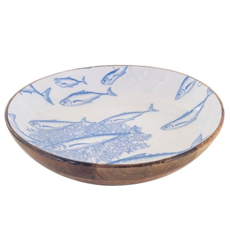 Grand bol à poisson décoratif en bois marin nautique