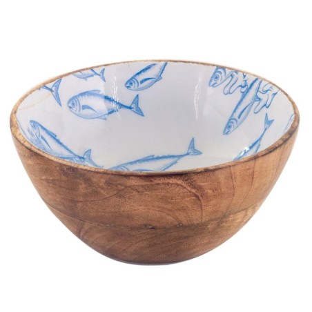 Petit bol à poisson décoratif nautique en bois bleu, collection Sailor