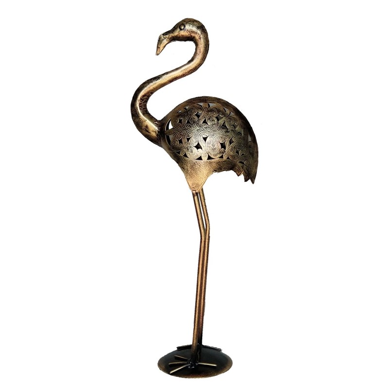 Grand flamant décoratif en étain - Figurine animal ethnique pour la maison et cadeau