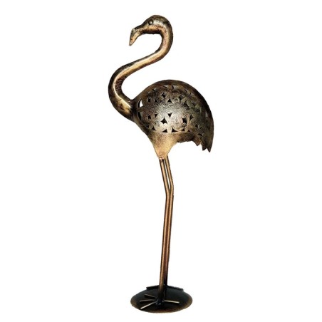 Grand flamant décoratif en étain - Figurine animal ethnique pour la maison et cadeau