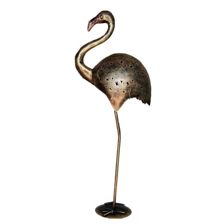 Petite figurine décorative de flamant rose en étain