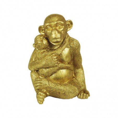 Orang-outan avec bébé figurines en bronze collection dorée