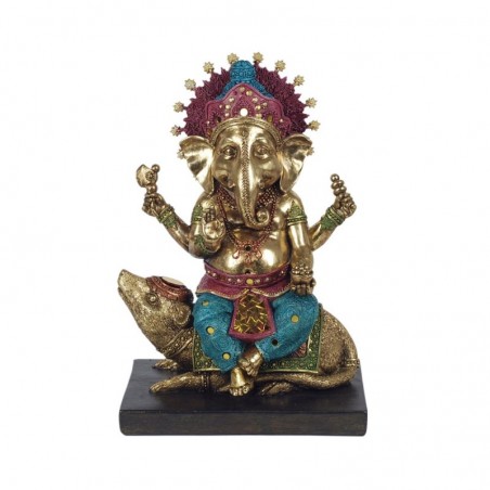 Figurines décoratives | Bronze Dieu Ganesha Figure en Résine 28 x 13 x 19 cm | Couleur dorée