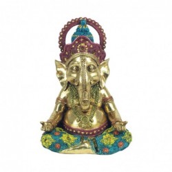 Figurines décoratives | Figurine en bronze Dieu Ganesha Yoga 22 x 10 x 15 cm | Couleur dorée