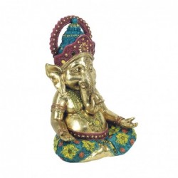 Figurines décoratives | Figurine en bronze Dieu Ganesha Yoga 22 x 10 x 15 cm | Couleur dorée