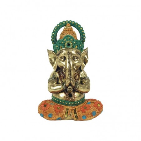 Figurines décoratives | Bronze Figure Dieu Ganesha Yoga Méditant 22 x 10 x 15 cm | Couleur dorée