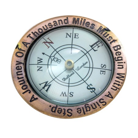 Boussole nautique dorée 10 cm avec étui en cuir - Accessoire de décoration pour navigateurs et voyageurs