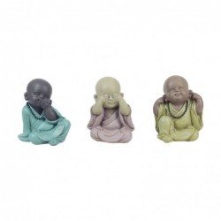 Bouddha assis ne voit pas, n'entend pas, ne parle pas Comprend 3 figurines de bouddhas de la collection orientale