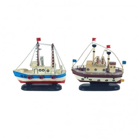 Bateau en métal avec drapeaux comprend 2 unités de véhicules-cadeaux collection marin et nautique