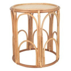 Table dappoint bohème en jonc de mer pour la décoration intérieure