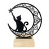 Grande figurine chat avec lune - Déco maison ethnique et originale pour les amoureux des chats