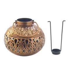 Vase ethnique en fer blanc doré de 19 cm, pour la décoration de la maison et les cadeaux uniques