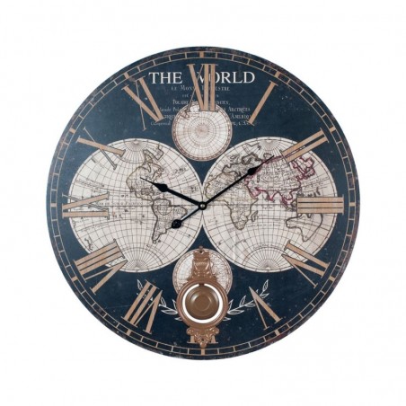 Horloge murale du monde 58Cm Collection d'horloges d'ornement mural Carte du monde