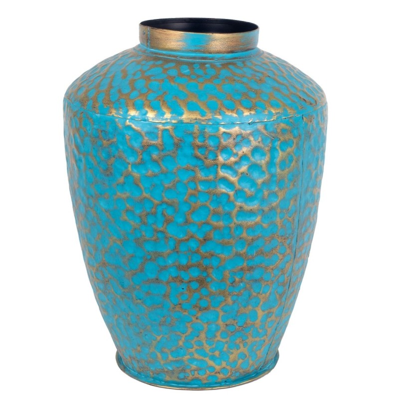 Petit vase ethnique en étain doré 34x25x25 cm
