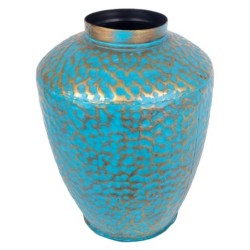 Petit vase ethnique en étain doré 34x25x25 cm