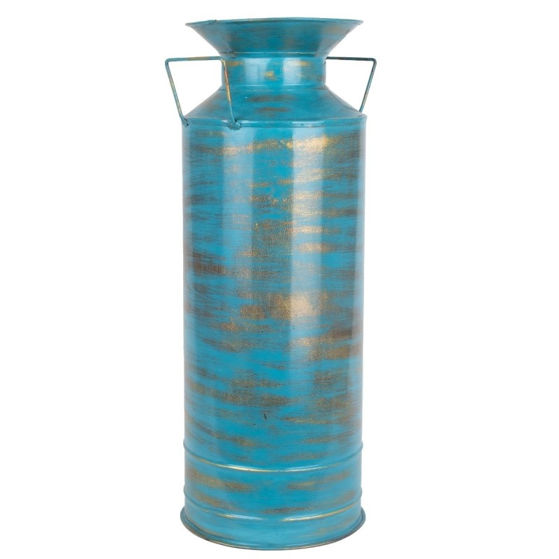 Vase ethnique bleu décoratif en fer blanc de 60 cm pour la maison et le bureau
