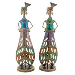 Bougeoir figurine musicale 3 différents en fer blanc multicolore 49 cm