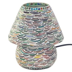 Lampe de table de style champignon au design mosaïque multicolore