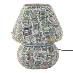 Lampe de table style champignon avec motif mosaïque dans les tons verts