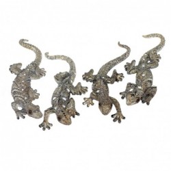 Lizard 4 Different Silver comprend 4 unités de figurines animales Collection ethnique