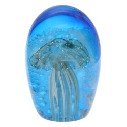 Presse-Papier Méduse en Verre Bleu pour Décoration Nautique et Cadeau Original