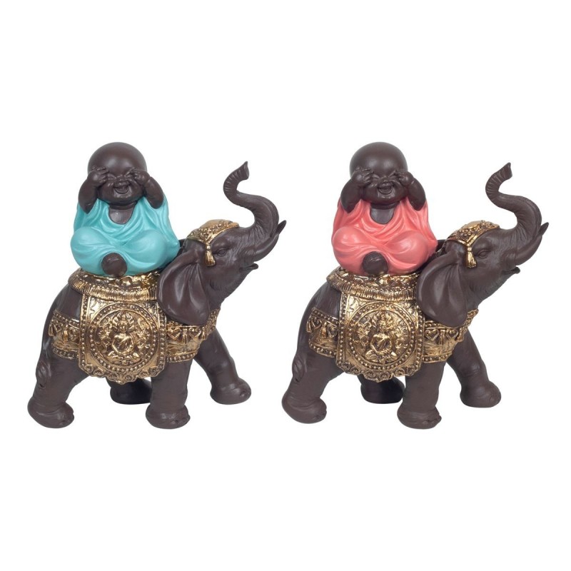 Bouddha sur l'éléphant comprend 2 unités de figurines de bouddhas Collection orientale