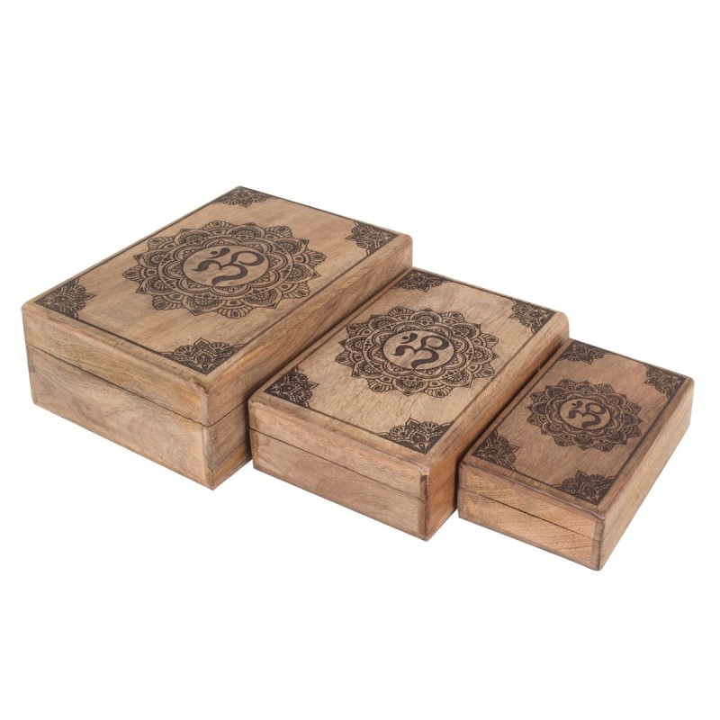 Boîtes Mandala Om 3U - Ensemble de boîtes décoratives pour la maison et le bureau