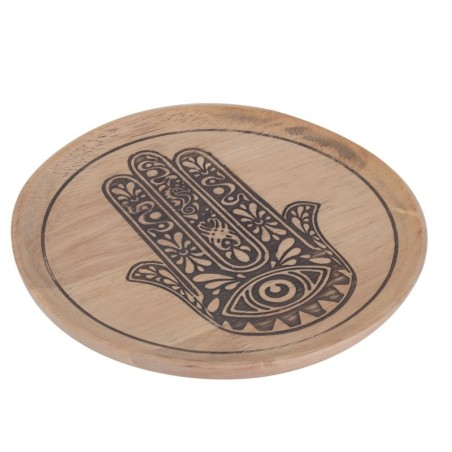 Petit plateau à main ethnique Fatima en bois pour décoration