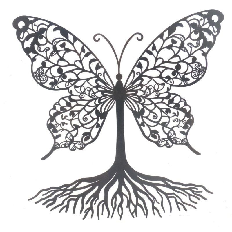 Ornement mural papillon racines métal décoratif ethnique maison jardin cadeau