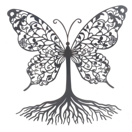 Ornement mural papillon racines métal décoratif ethnique maison jardin cadeau