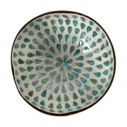 Bol en bois 2 unités pour décoration ethnique et moderne en vert