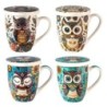 4 tasses hibou différentes avec boîte cadeau