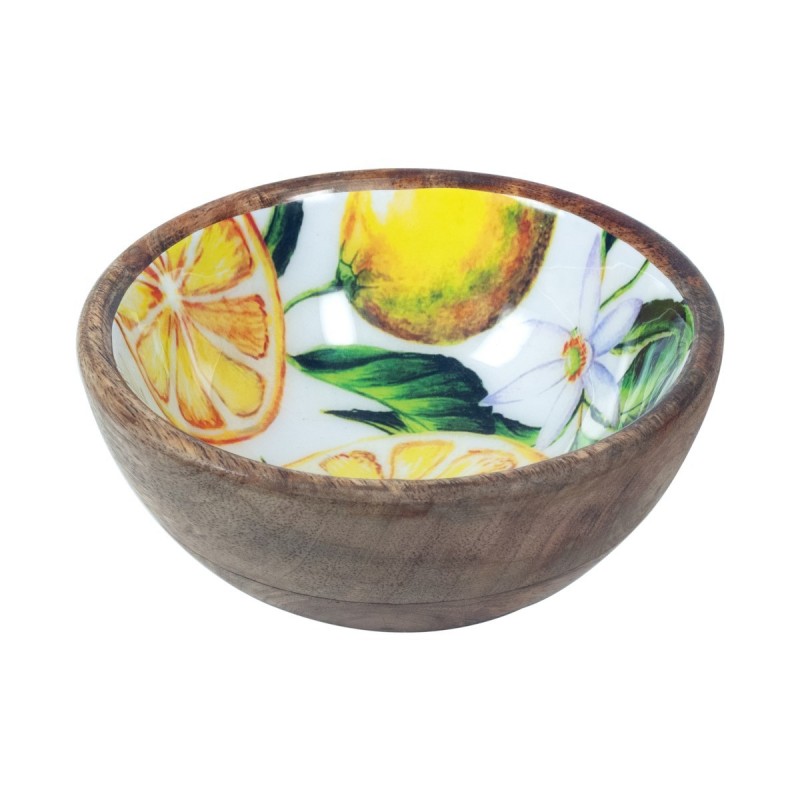 Assiette creuse en bois | Bol en Bois Design Citrons, Diamètre : 15 cm